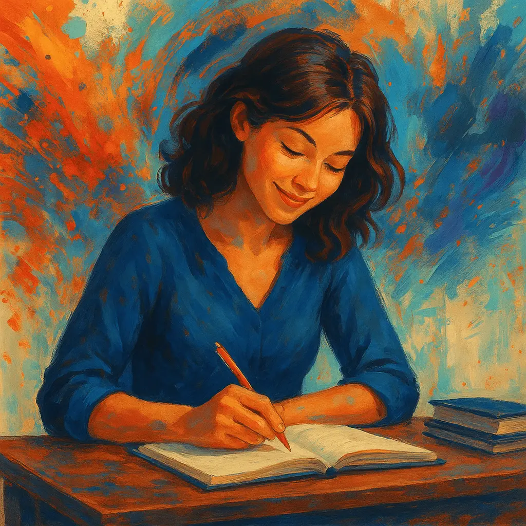 Une femme participe à un cours d'atelier d'écriture thérapeutique et écrit ses pensées.